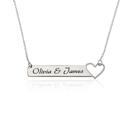 Personalised Bar Heart Necklace