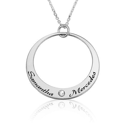 Circle with Birthstone Personalised Necklace