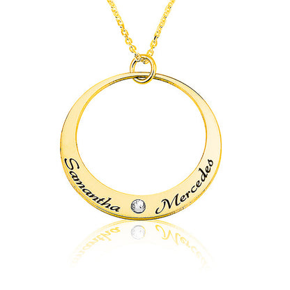 Circle with Birthstone Personalised Necklace