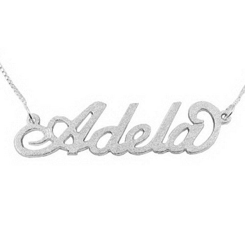 Sterling Silver 'Brushed' Carrie Style Personalised Name Necklace