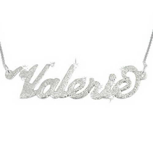 Sterling Silver Frosted Personalised Carrie Style Name Necklace