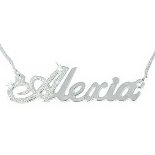 Sterling Silver Personalised 1st Letter Frosted Name Necklace