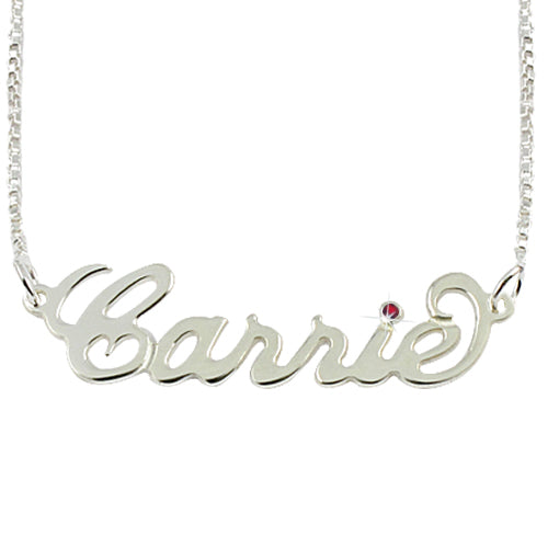 Carrie Style Name Personalised Necklace with Birthstone