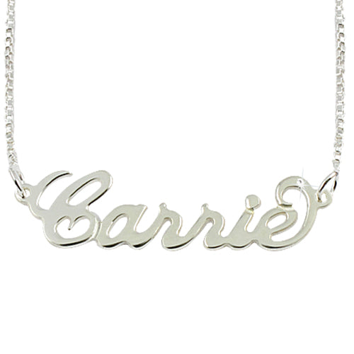 14K Solid Gold Personalised Carrie Style Name Necklace with Swarovski