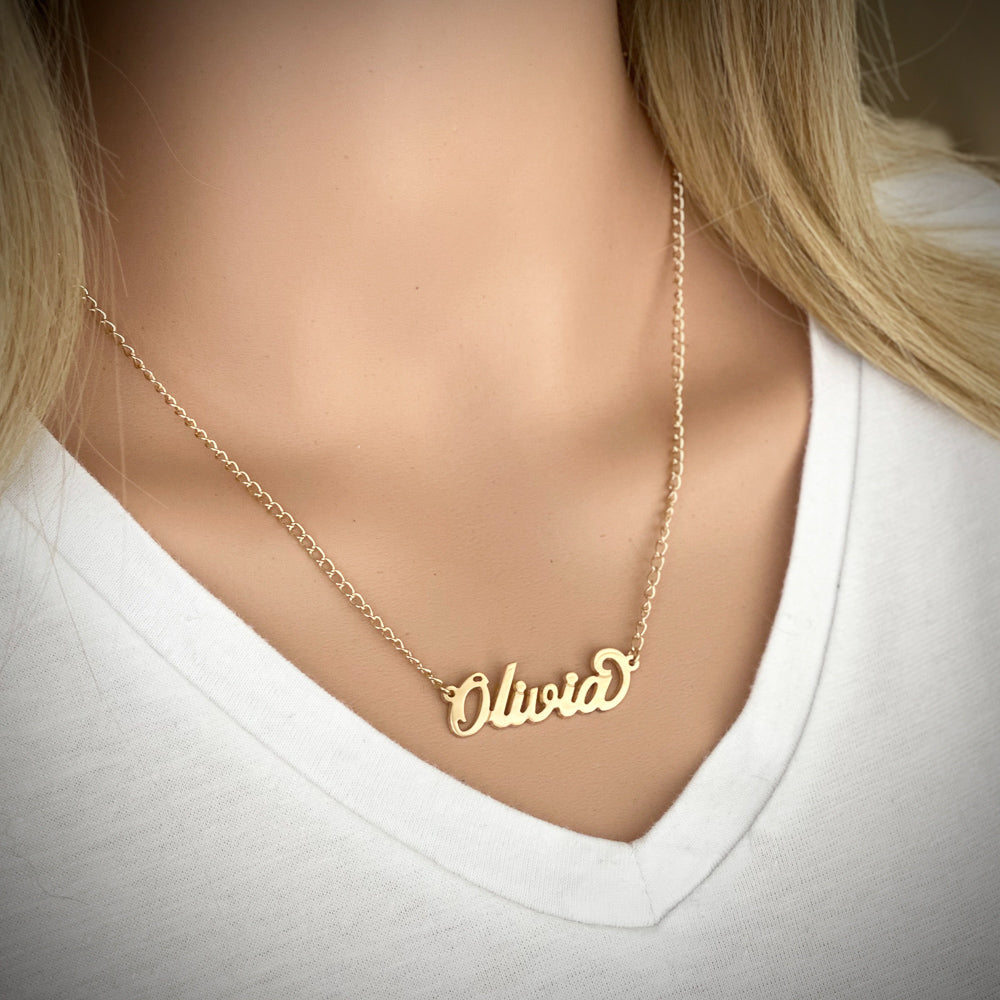 18K Gold Plated over Brass Personalised Carrie Style Name Necklace