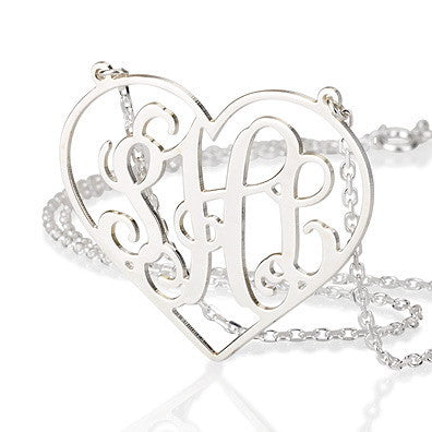 Personalised Heart Framed Monogram Initials Necklace