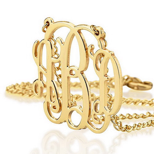 18K Gold Plated over Brass Personalised Monogram Initials Necklace with Sides Attached