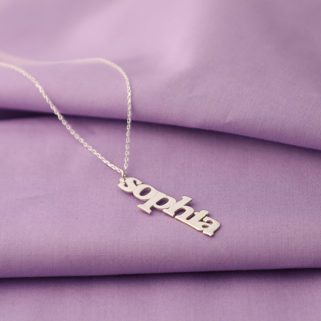 Personalised Vertical Lowercase Name Necklace