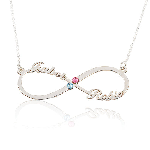 Infinity Names & Birthstones Personalised Necklace