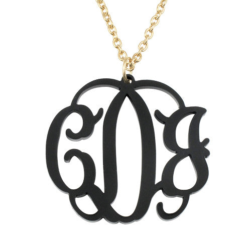 Personalised Acrylic Monogram Necklace with 18K Gold Plated Chain