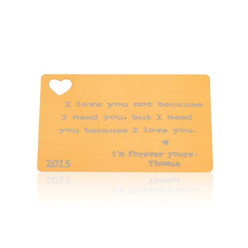 Anodized Aluminium Personalised Gift Card