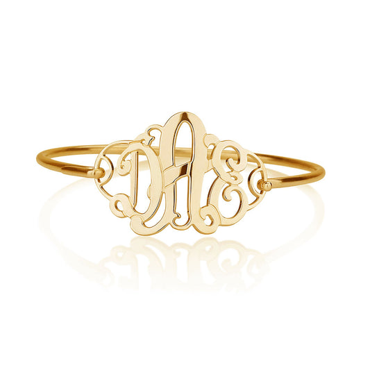 18K Gold Plated Personalised Curly Monogram Bangle