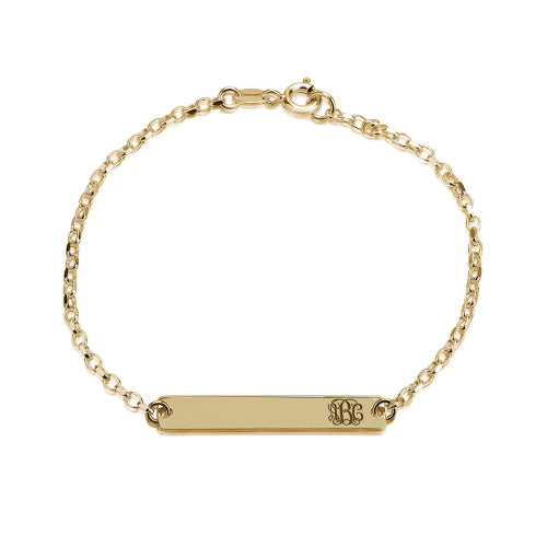 18K Plated Gold Personalised Monogram Bar Bracelet