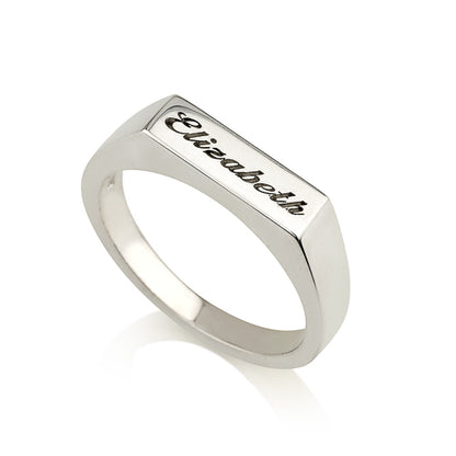 Personalised Name Rectangular Engraved Ring