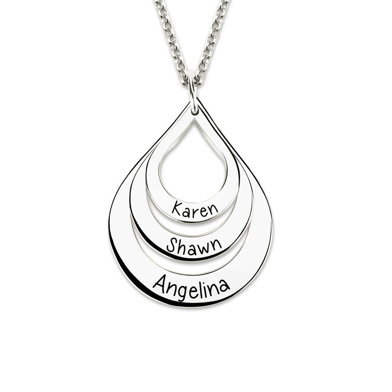 Family Drop Shaped Personalised Necklace – Custom Jewellery Australia