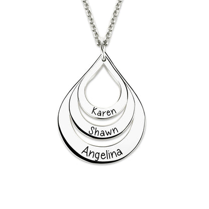 Family Drop Shaped Personalised Necklace