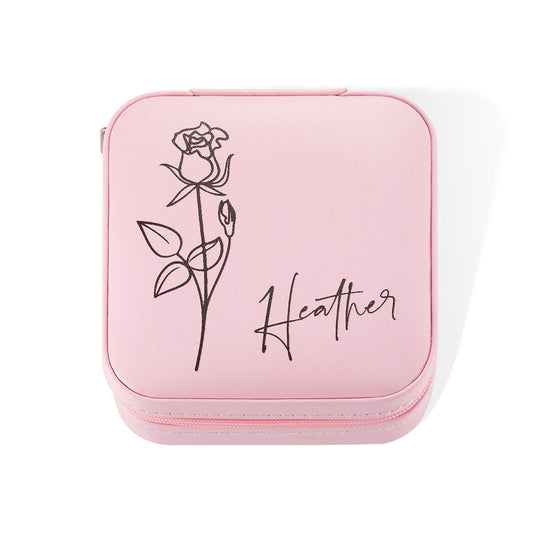 Birth Flower Personalised Jewellery Box Case