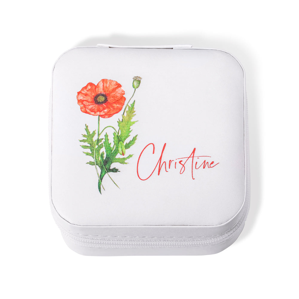 Watercolour Birth Flower Personalised Jewellery Box Case