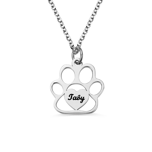 Dog Paw Personalised Name Necklace