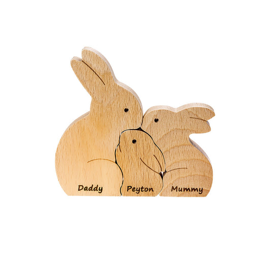 Personalised Wooden Easter Bunnies Family Puzzle 3 Bunnies