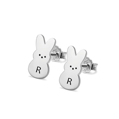 Personalised Easter Bunny Initial Earrings