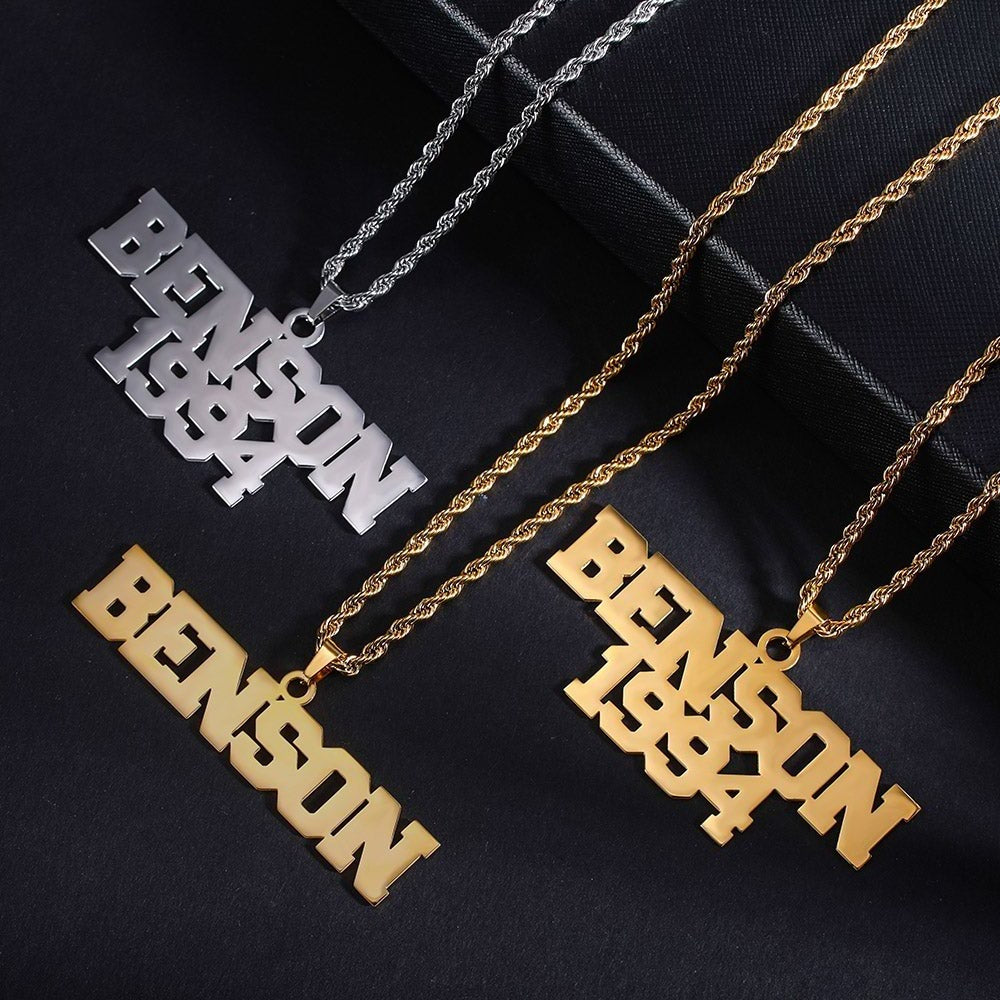 Personalised Large Hip Hop Name Necklace for Men