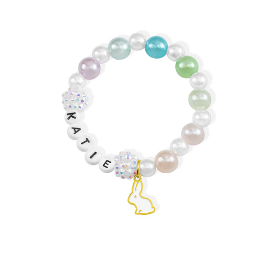 Personalised Easter Bunny Name Bead Bracelet