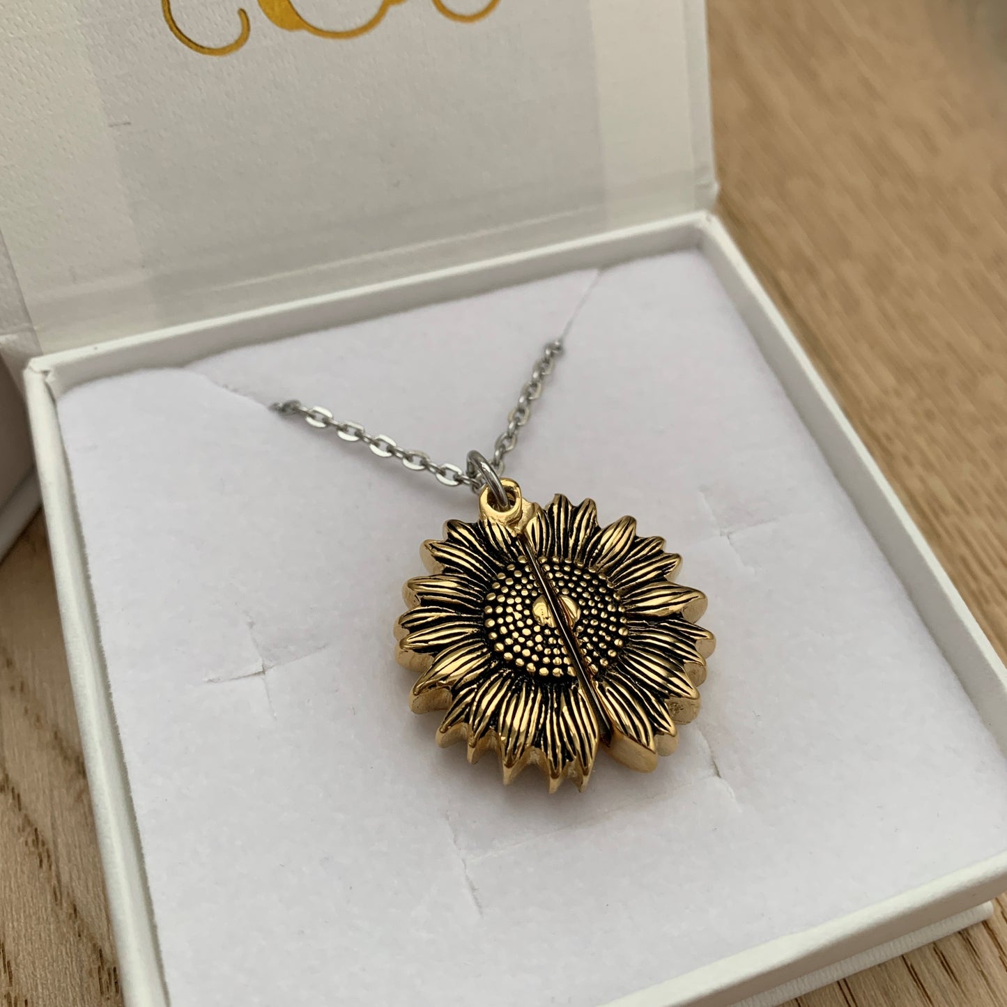 Sunflower Stainless Steel Personalised Photo Necklace