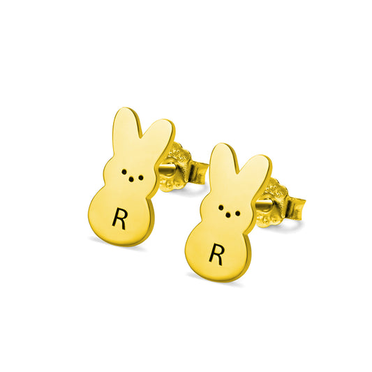 Personalised Easter Bunny Initial Earrings