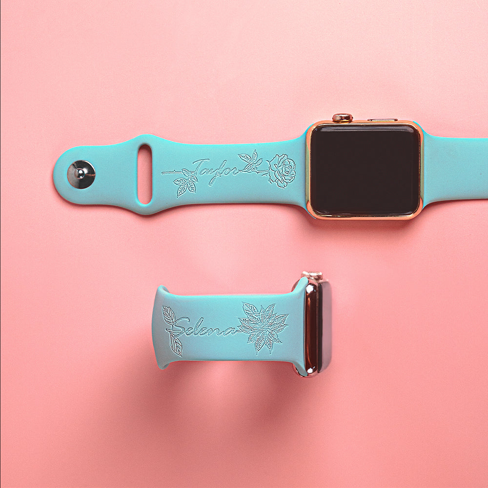 Personalised Birth Flower Watch Band for Apple Watch Custom Jewellery Australia