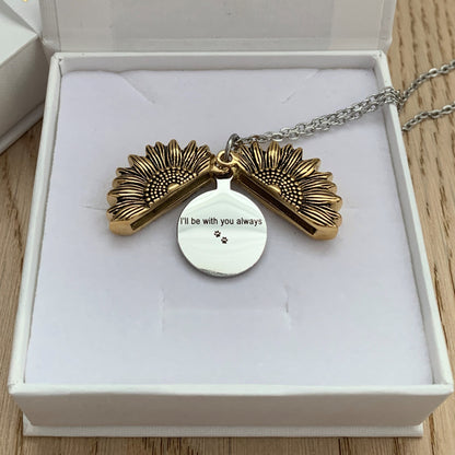 Sunflower Stainless Steel Personalised Photo Necklace