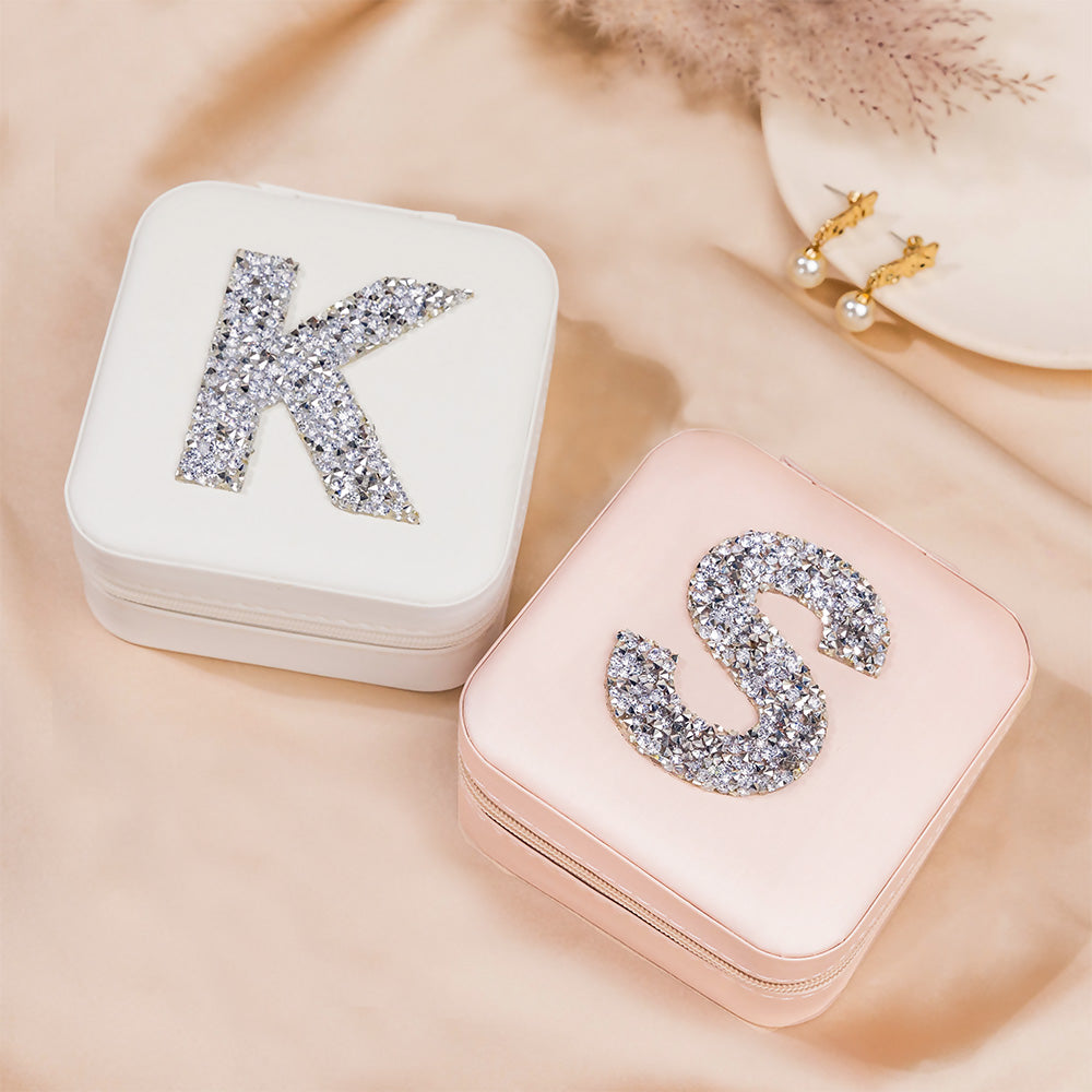 Rhinestone Look Initial Personalised Jewellery Box Case