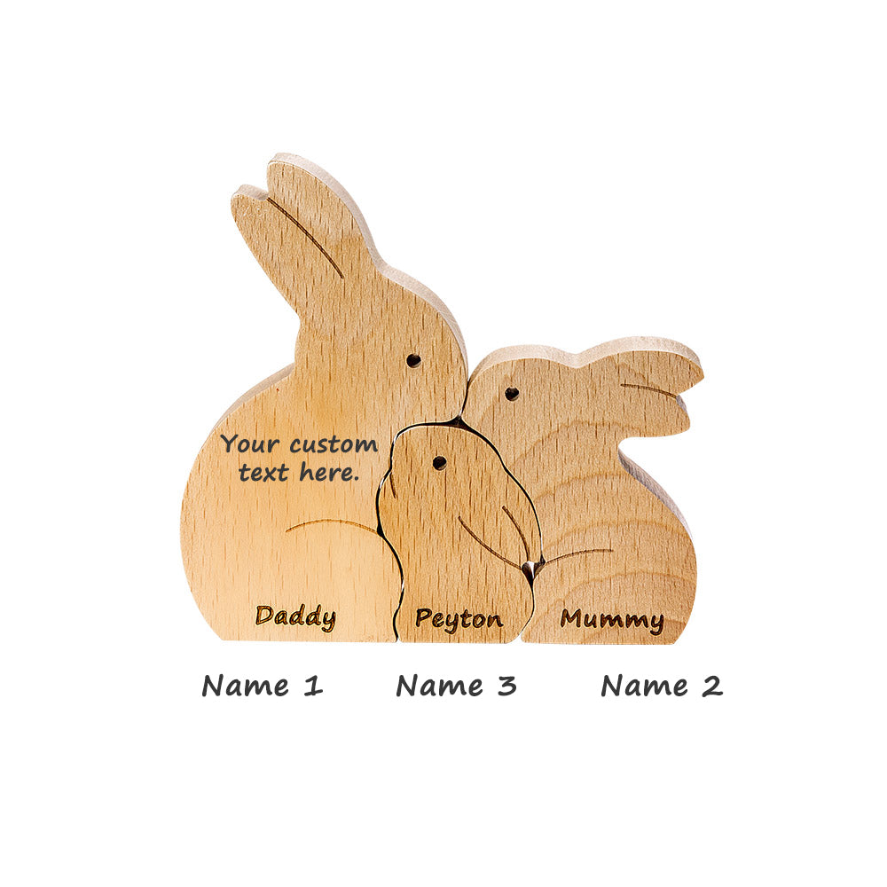 Personalised Wooden Easter Bunnies Family Puzzle 3 Bunnies