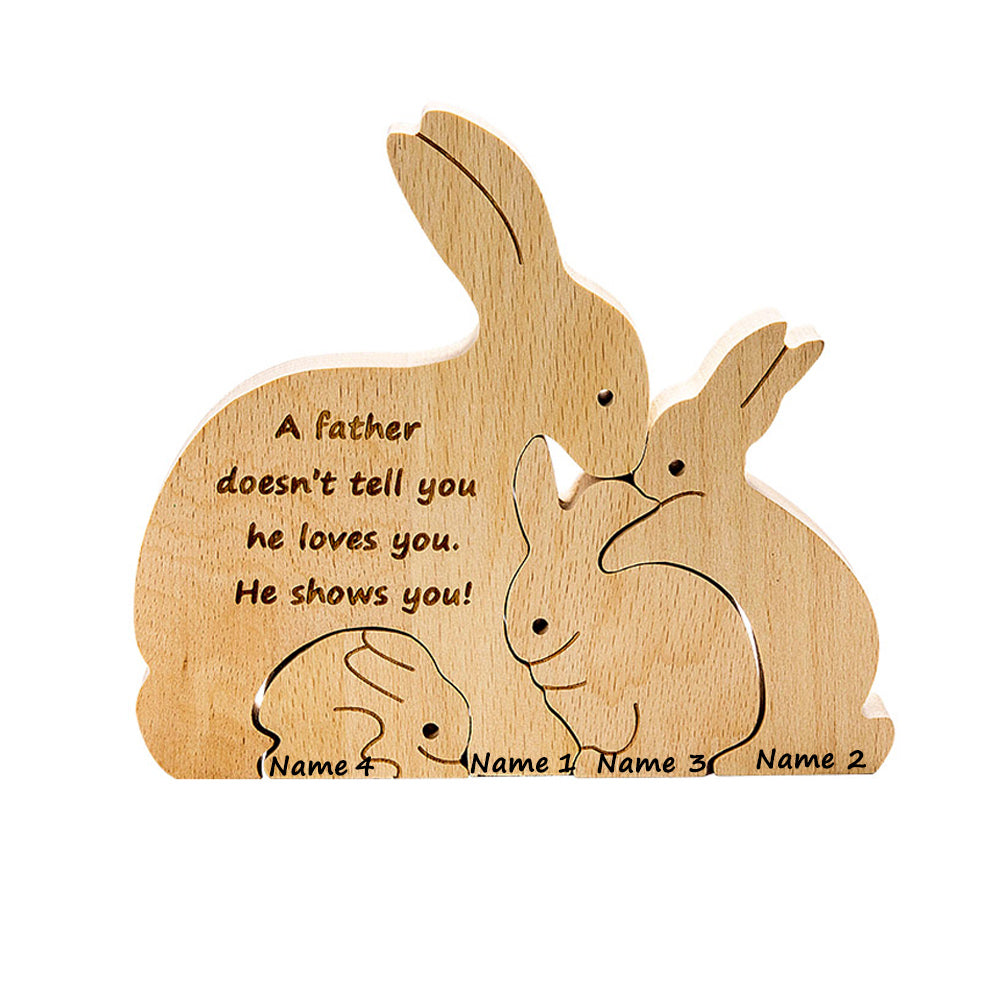 Personalised Wooden Easter Bunnies Family Puzzle 4 Bunnies