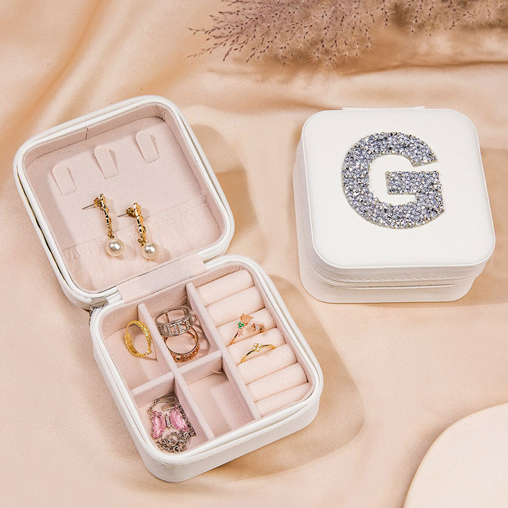 Rhinestone Look Initial Personalised Jewellery Box Case