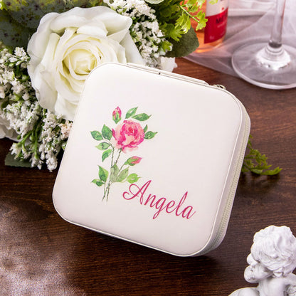 Watercolour Birth Flower Personalised Jewellery Box Case