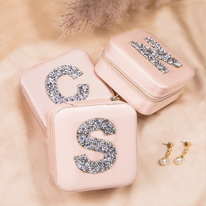 Rhinestone Look Initial Personalised Jewellery Box Case