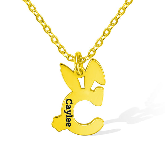 Personalised Easter Bunny Initial Necklace