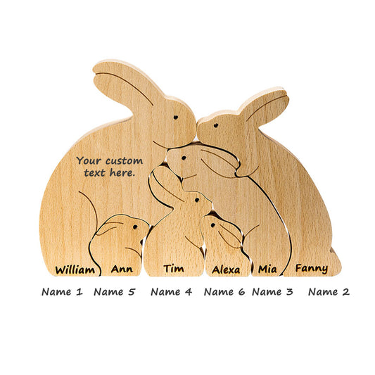 Personalised Wooden Easter Bunnies Family Puzzle 6 Bunnies