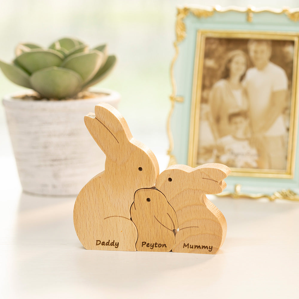 Personalised Wooden Easter Bunnies Family Puzzle 3 Bunnies