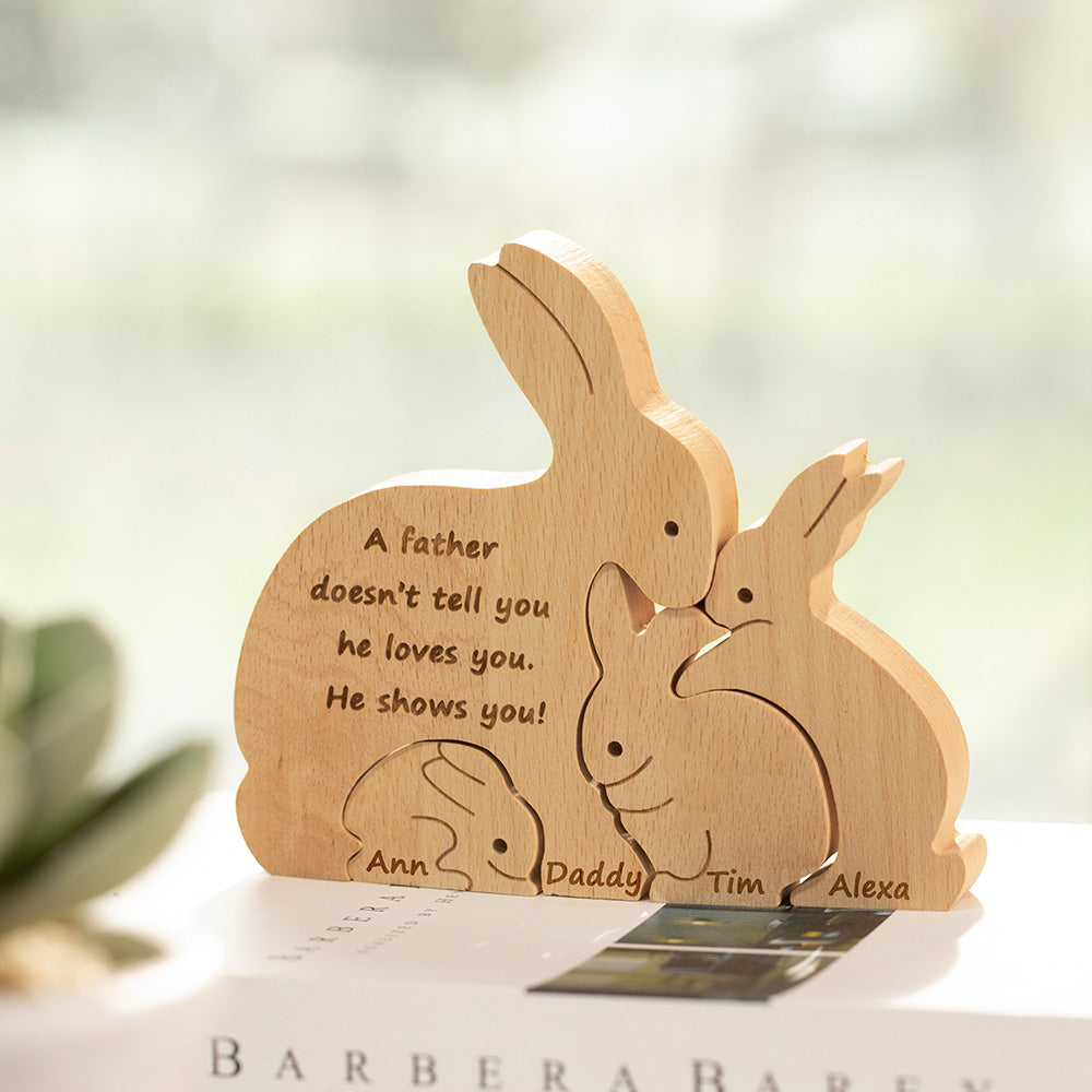 Personalised Wooden Easter Bunnies Family Puzzle 4 Bunnies