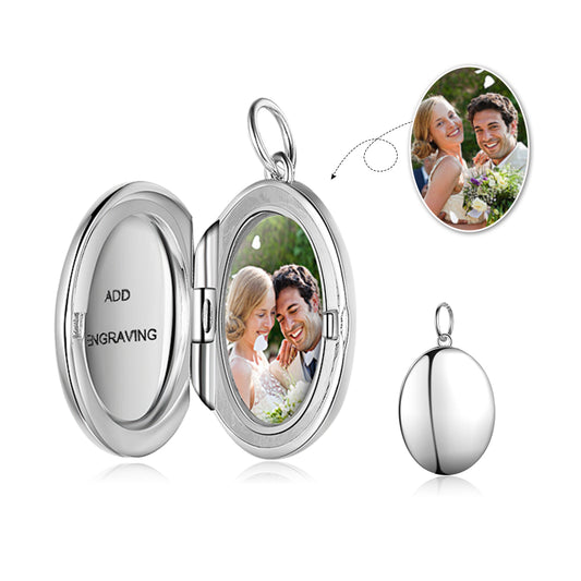 Sterling Silver Personalised Photo Oval Locket Necklace