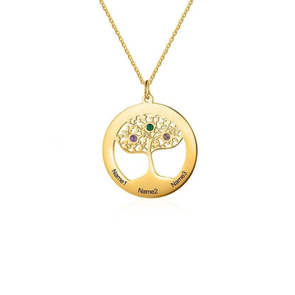 Family Tree Personalised Necklace with Birthstones