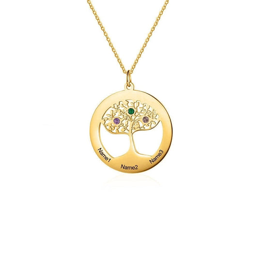 Family Tree Personalised Necklace with Birthstones