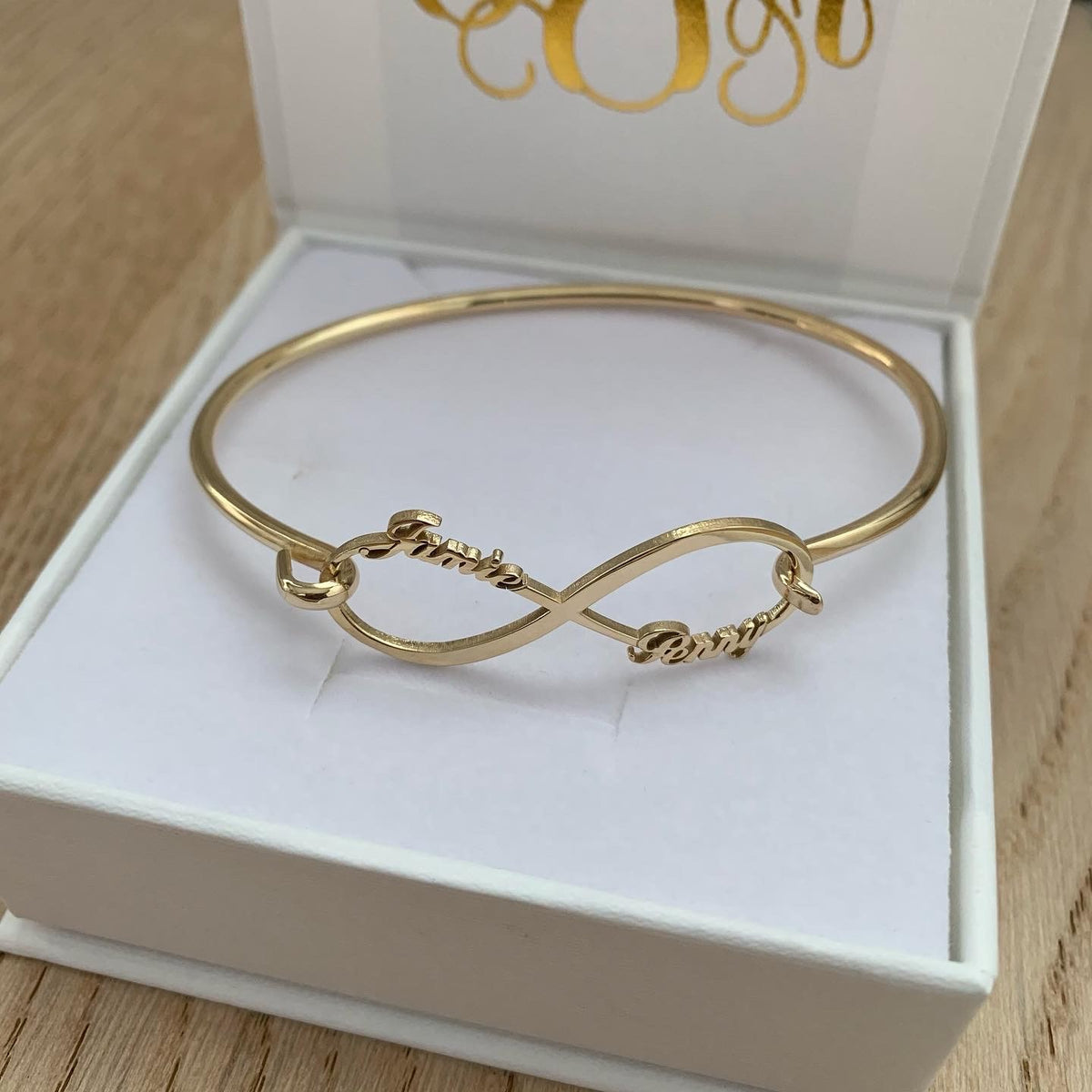 Infinity Bangle Design Personalised Infinity Names Bangle – Custom Jewellery Australia