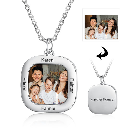 Stainless Steel Personalised Photo & Names Necklace