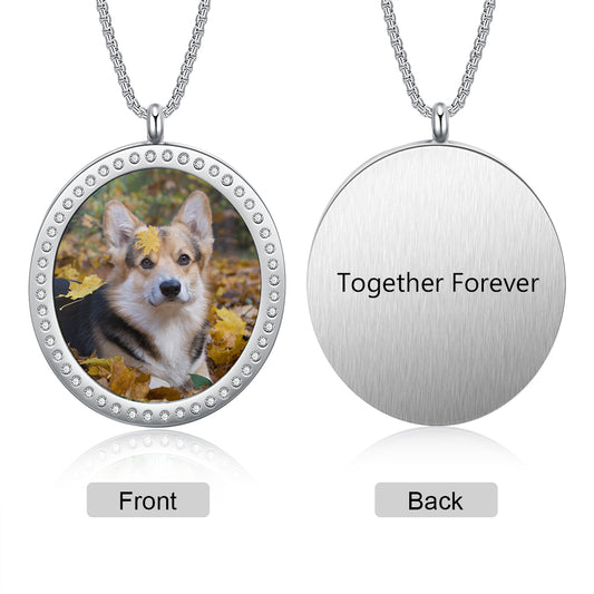 Stainless Steel Personalised Photo Oval Necklace