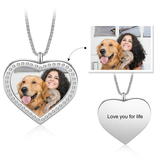 Stainless Steel Personalised Photo Heart Necklace