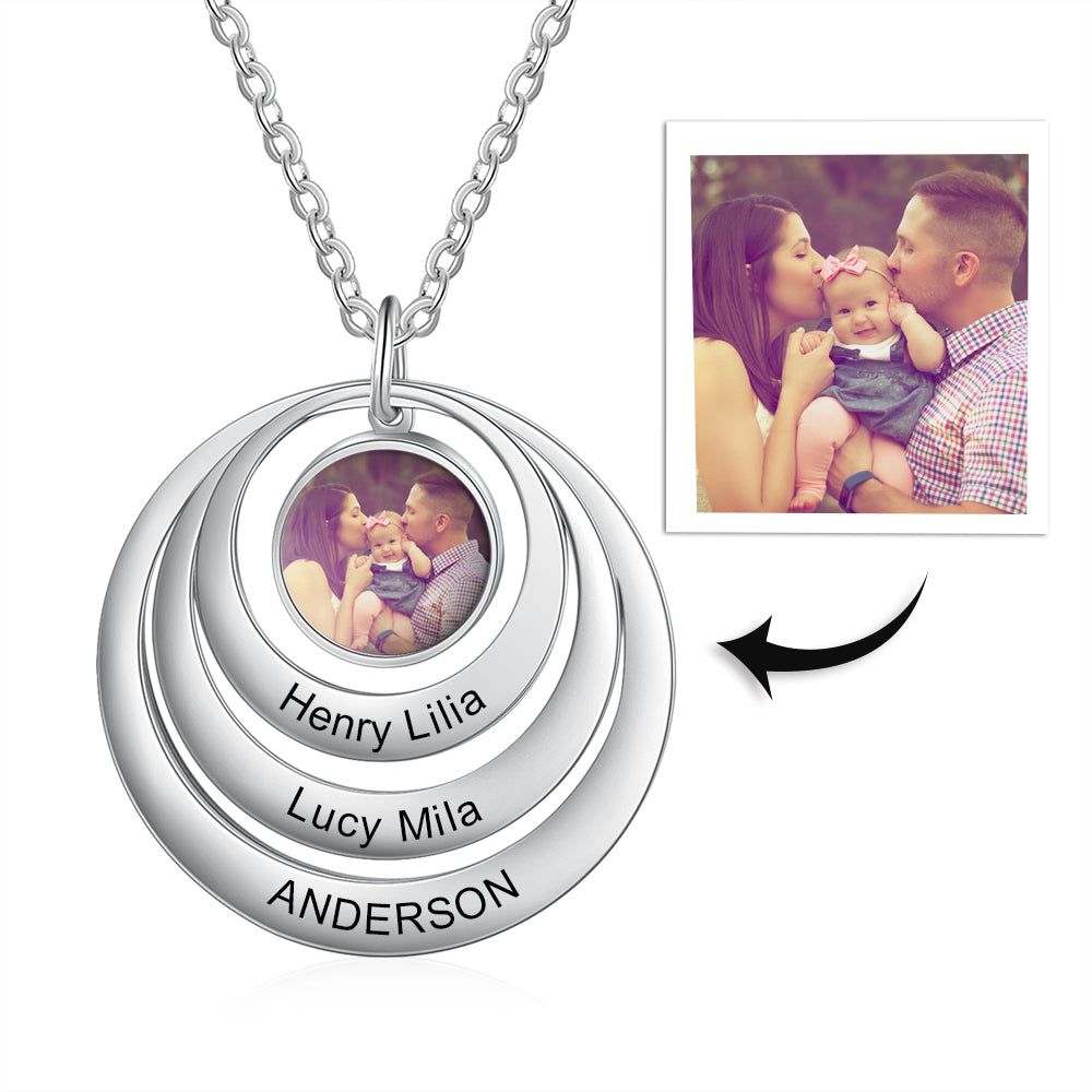 Stainless Steel Personalised Photo Rings Necklace