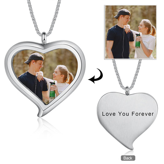 Stainless Steel Personalised Photo Heart Necklace